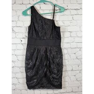 Aqua Dresses One‎ Shoulder Party Cocktail Dress Metallic Black Size 2